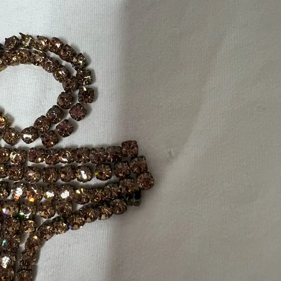 Nautical Twisted Heart Hoodie White Anchor Jeweled Gold Embellished Zip Hoodie - Picture 3 of 9